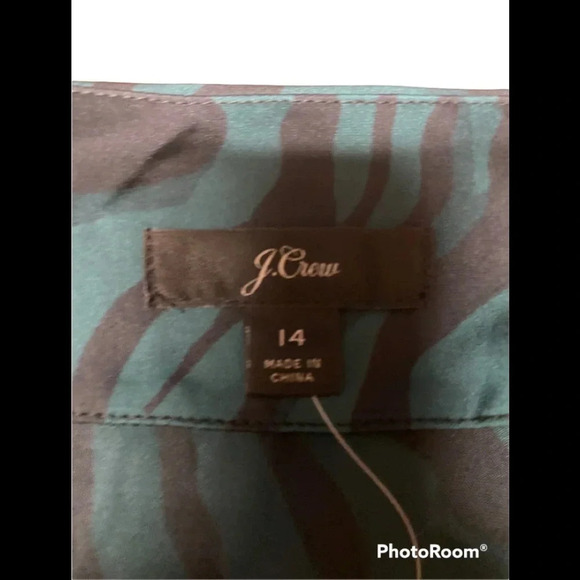 NWT J. Crew Green and Black Zebra Print Blouse Sz 14 - Picture 7 of 12
